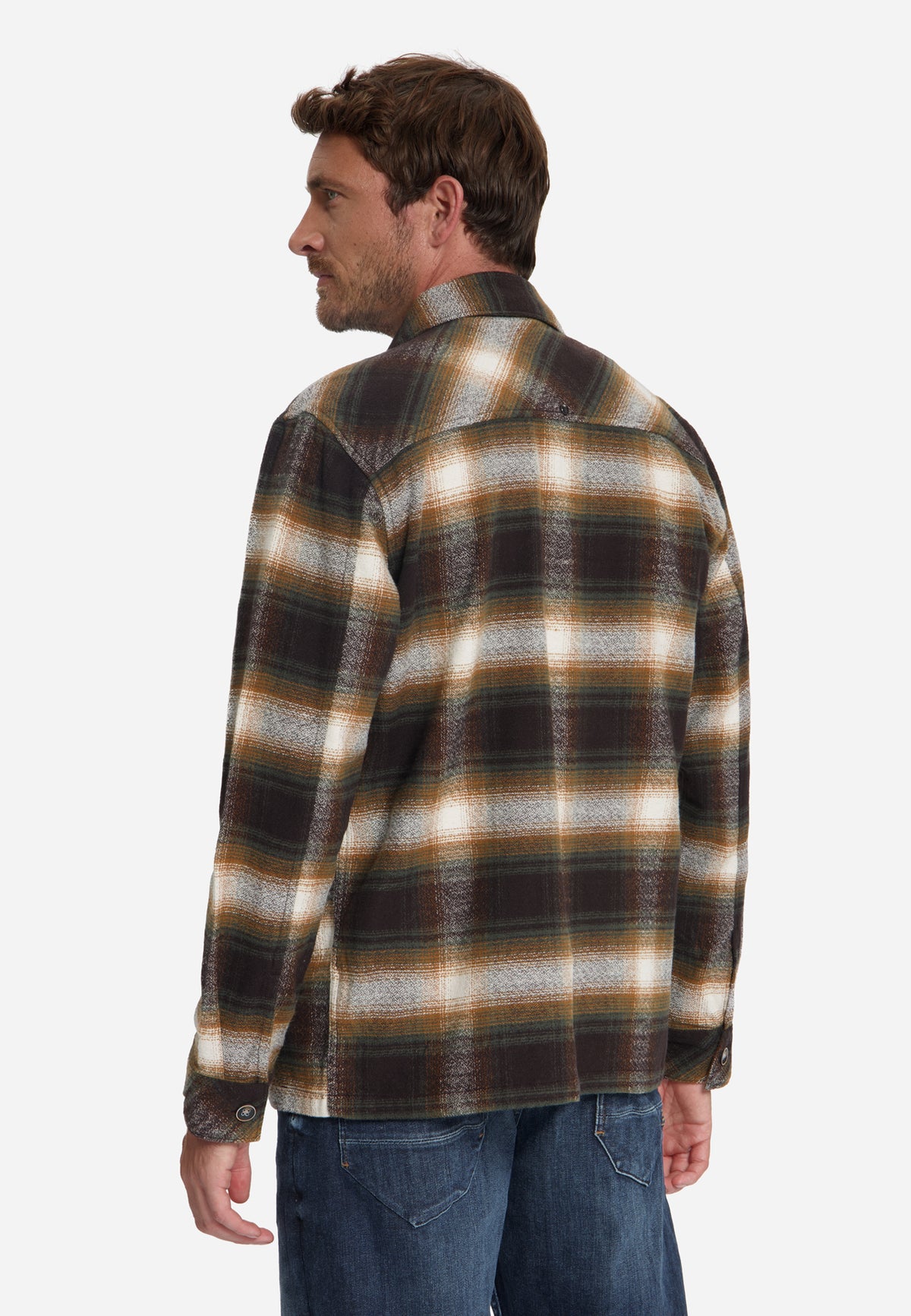 Baumwoll-Overshirt mit Karomuster | Stone