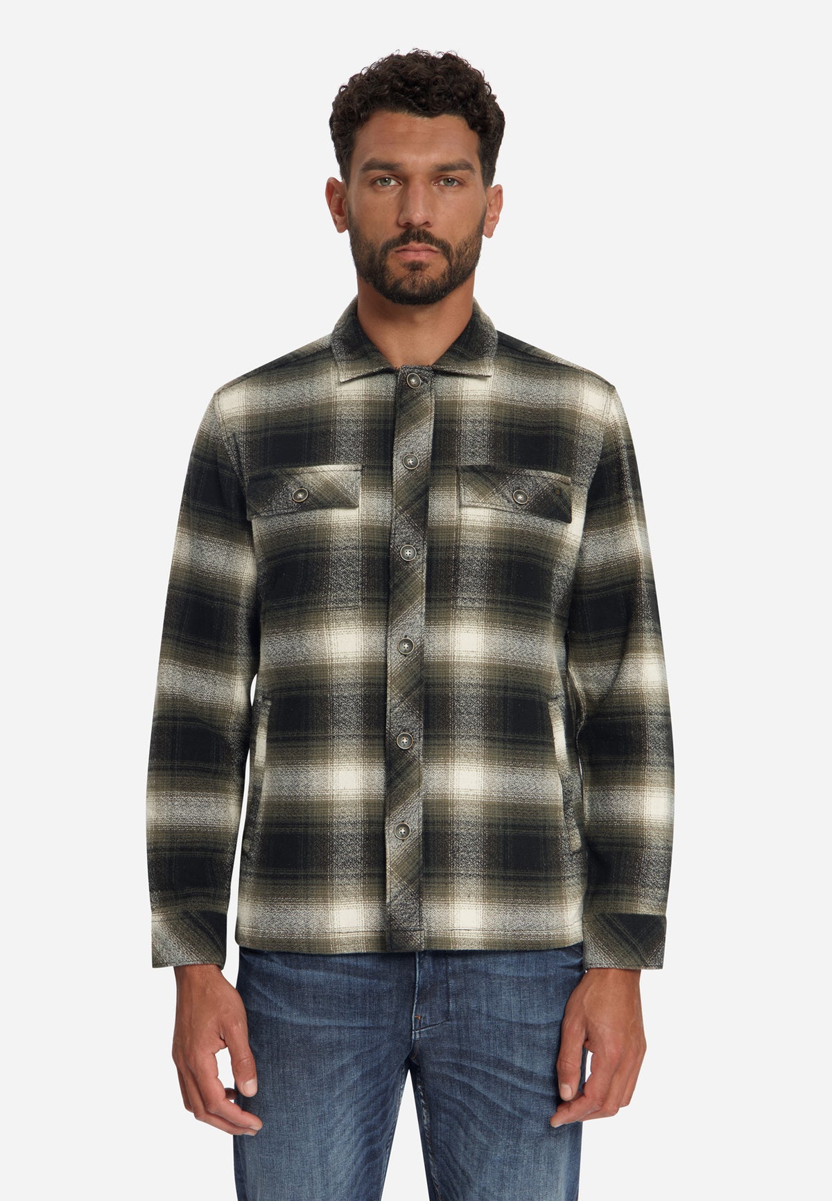 Cotton Checked overshirt | Black