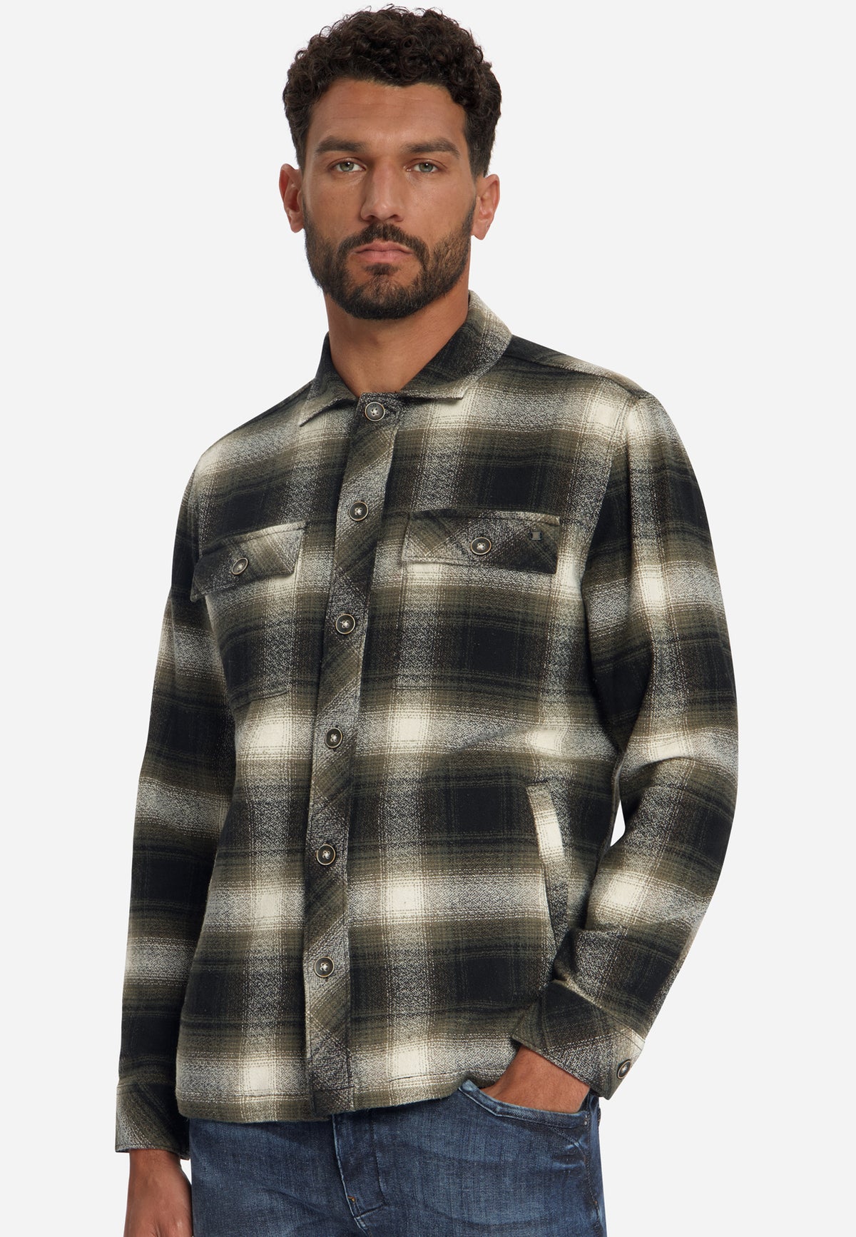 Cotton Checked overshirt | Black