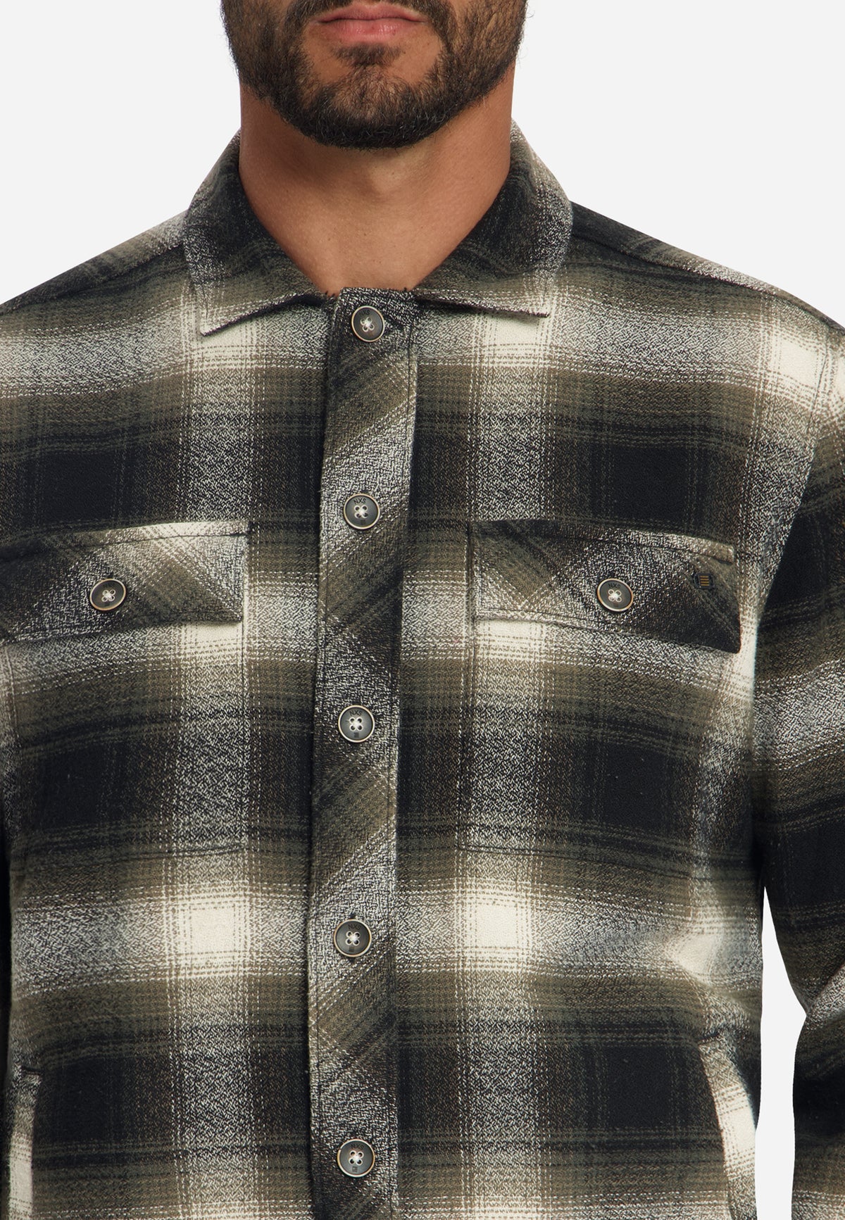 Cotton Checked overshirt | Black