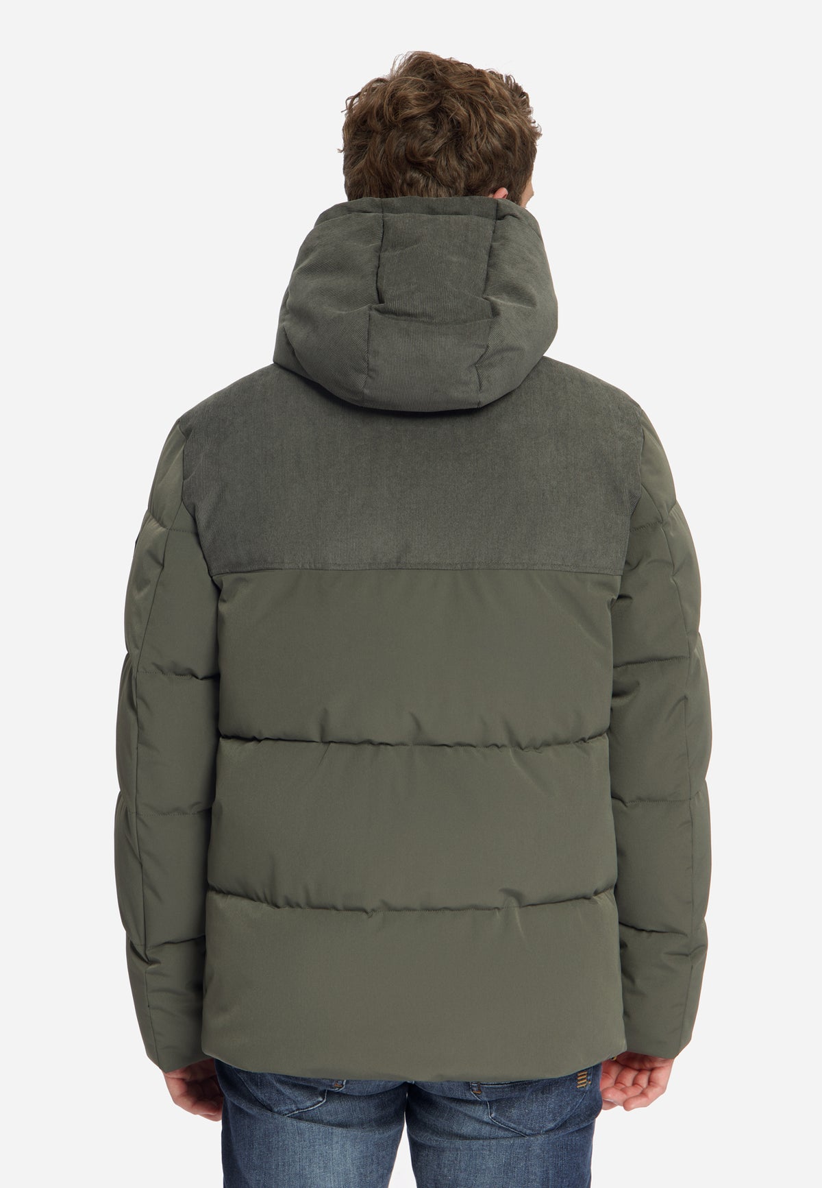 Corduroy puffer jacket | Army
