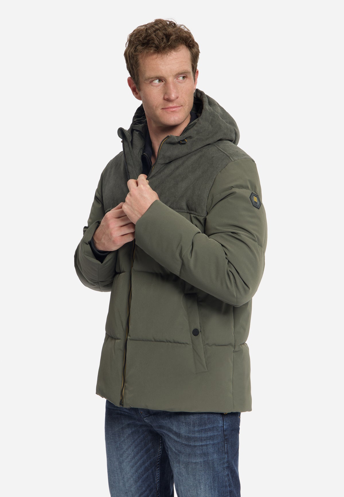 Corduroy puffer jacket | Army