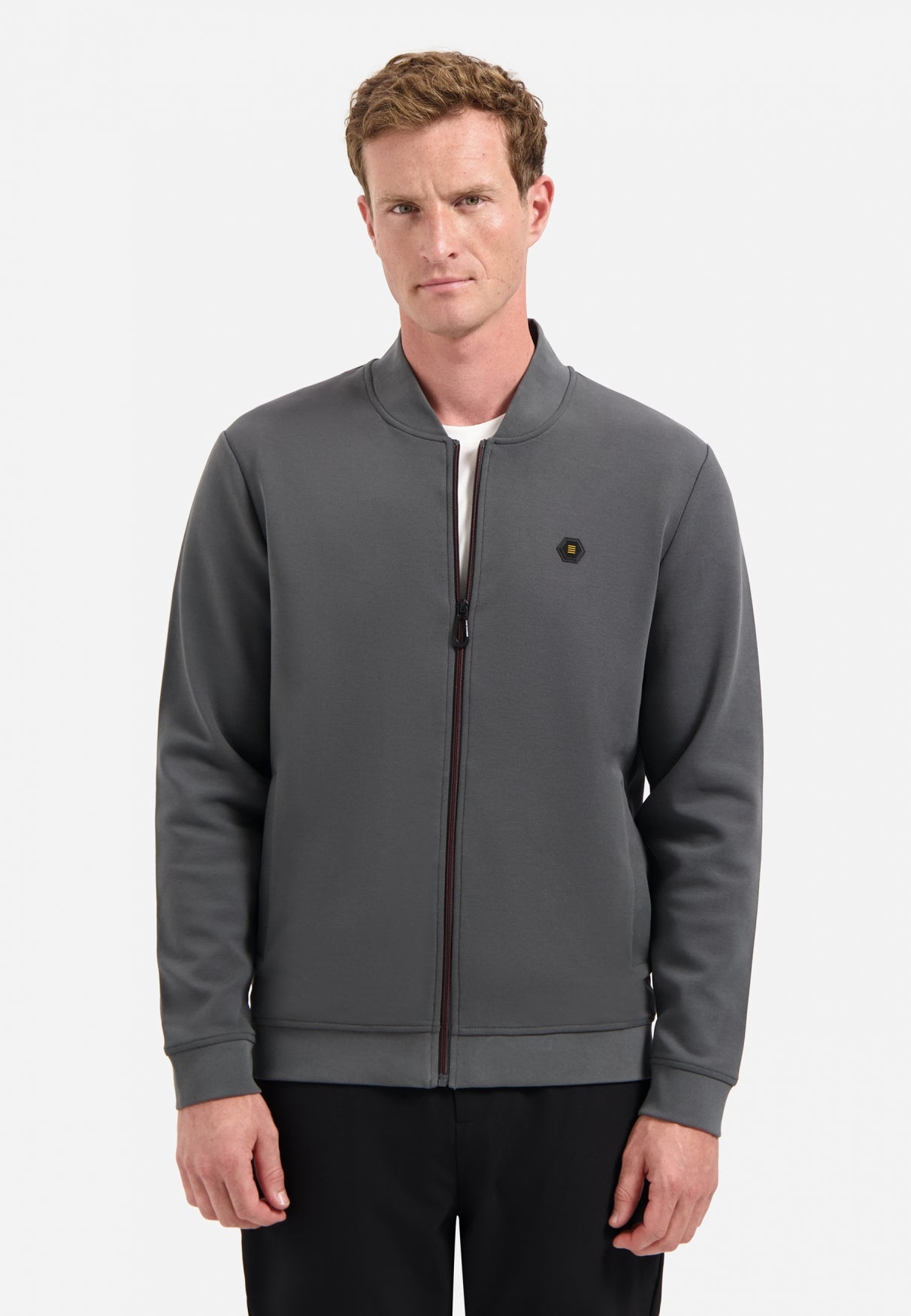 Timeless basics Zip Cardigan | Dark steel