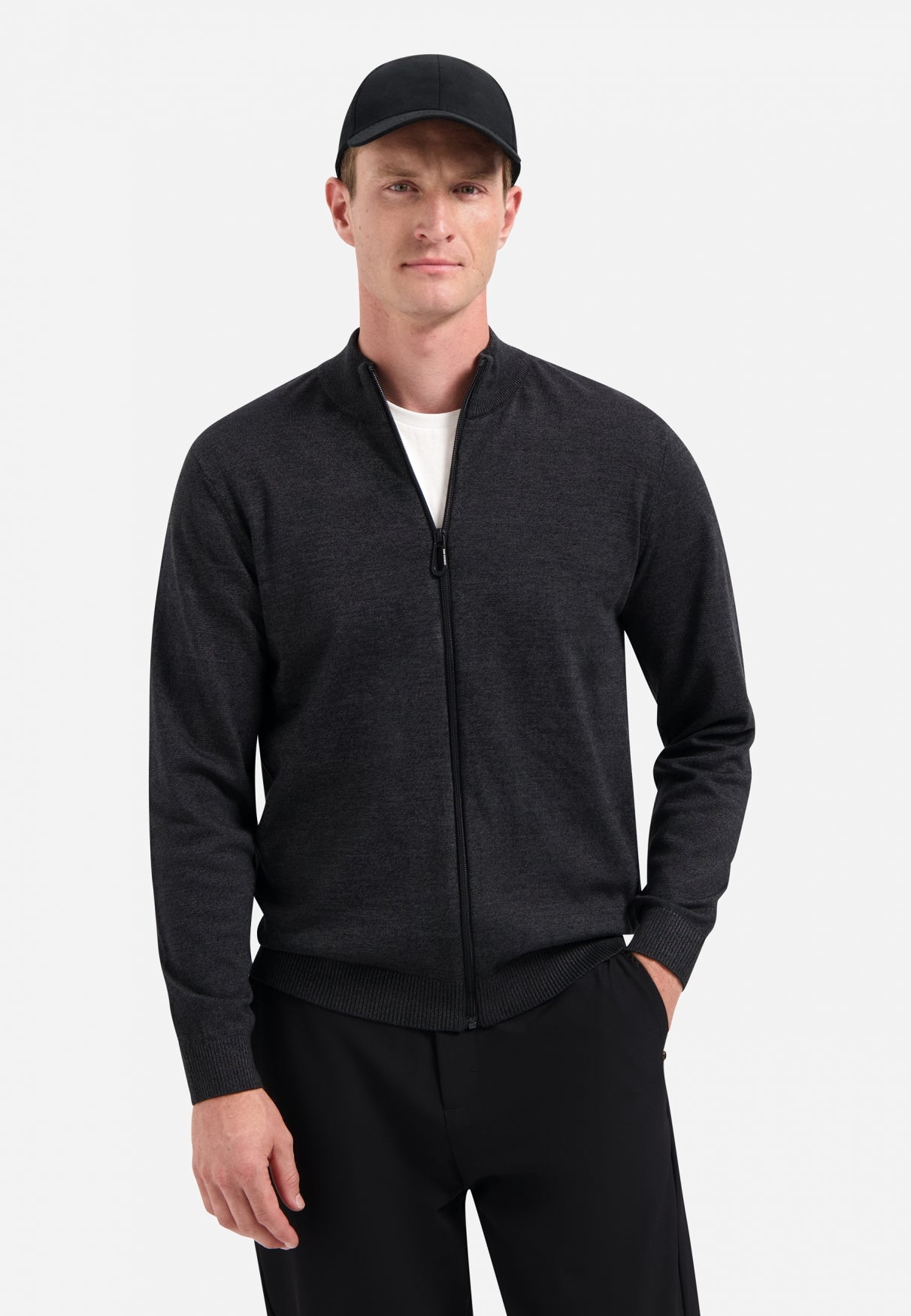 Timeless basics Melange Strickjacke | Dunkelgrau