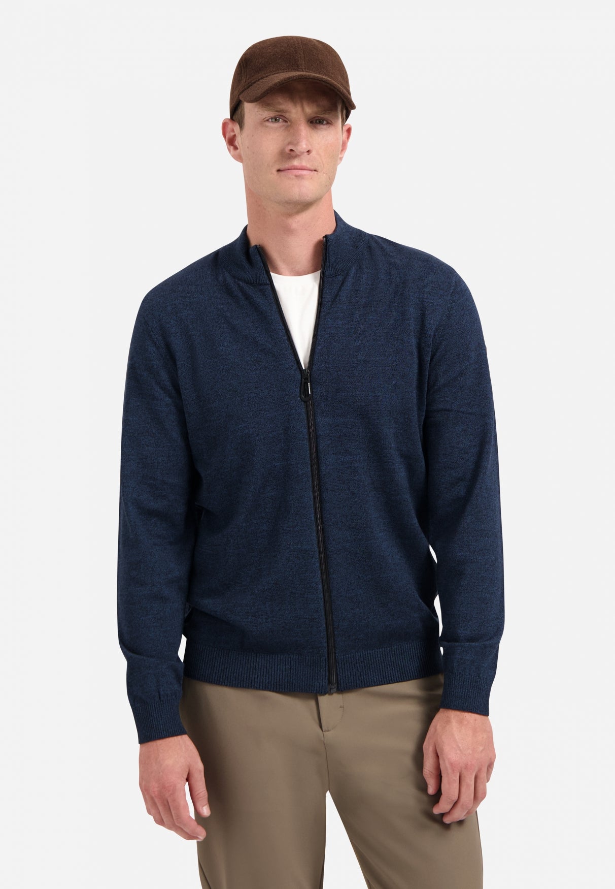 Timeless Basics Melange Cardigan | Navy